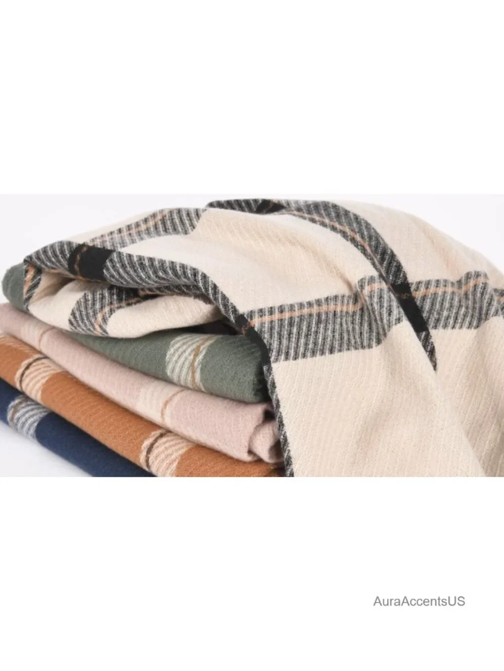 Oversized Plaid Tassel Shawl Wrap Scarf for Women